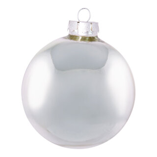 Weihnachtskugeln, silber gl&auml;nzend, 6 St./Blister, aus Glas Gr&ouml;&szlig;e: &Oslash; 8cm, Farbe: silber   #