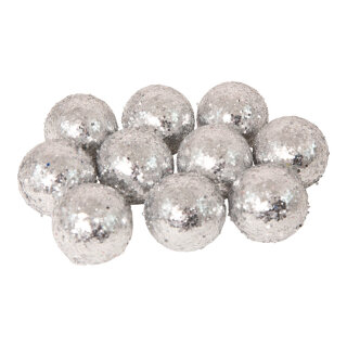 Balls with glitter 24pcs./blister - Material: styrofoam - Color: silver - Size: &Oslash; 3cm