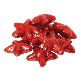 Stars with glitter 50pcs./blister - Material: styrofoam - Color: red - Size: &Oslash; 35cm