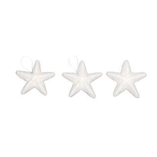 Snow stars 3pcs./blister - Material: with hanger styrofoam - Color: white - Size: &Oslash; 8cm