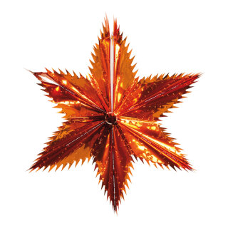 Pointed cut star,  foldable, metal foil, Size:;Ø 30cm, Color:copper