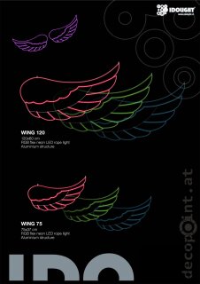 Engels Flügel in Neon RGB 120cm, verschiedene Lichtfarben möglich   Engel --> Weihnachten