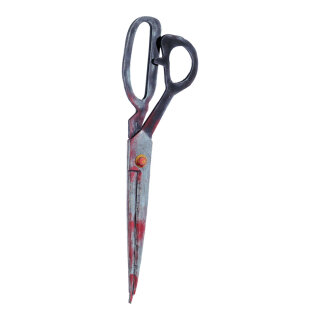 Scissors with blood,  can be opened, foam, Size:;82x25cm, Color:silver