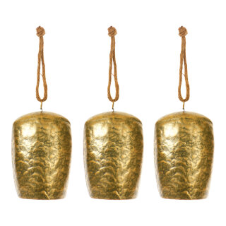 Bell, 3 pcs./set, assorted, made of metal, Size:;15x10x7cm Color:gold/bronze coloured/silver