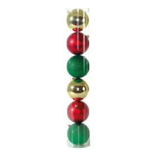 Christmas ball set, 6 pcs./box, plastic, Size:;Ø 10cm, Color:multicoloured