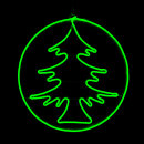 Neon light circle with a Christmas tree Color: green...
