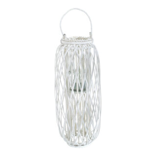 Lantern willow/glass - Material:  - Color: white - Size: 30x70 cm