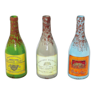 Wine bottle set glass, 3 pcs./set Size:;10x32 cm Color:assorted