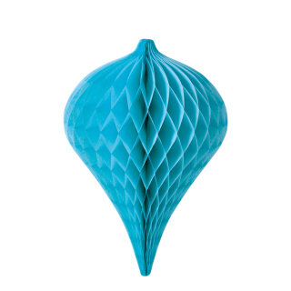 Ornament drop-shaped made of paper with nylon hanger - Material: flame retardant according to M1 - Color: turquoise - Size: 50x35cm