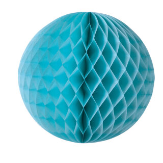 Honeycomb ball made of paper with nylon hanger - Material: flame retardant according to M1 - Color: turquoise - Size: 60cm