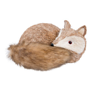 Fox lying made of styrofoam - Material: and natural fibre - Color: brown - Size: 25x23cm