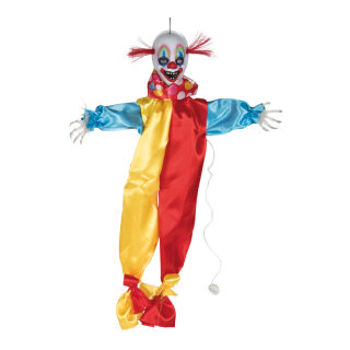 Horror clown with hanger with light and sound effects - Material:  - Color: multicoloured - Size: 55cm