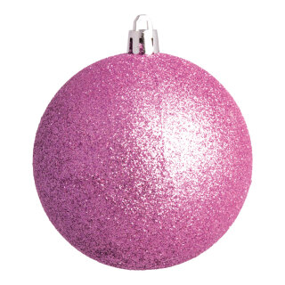 Weihnachtskugel, pink glitter  Abmessung: &Oslash; 8cm, 6 St./Blister   Info: SCHWER ENTFLAMMBAR