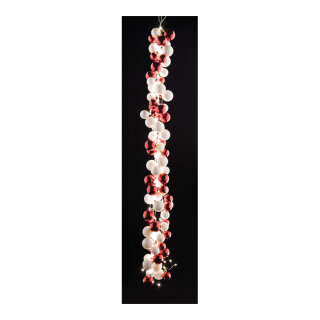 LED bauble garland with 84 balls &amp; 90 LEDs - Material: 5m lead cable IP44 - Color: red/white - Size: 120cm