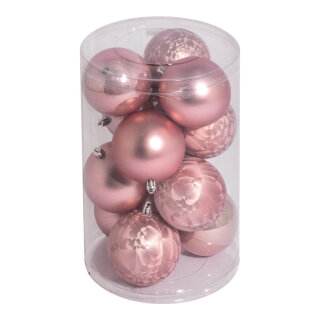 Christmas balls 12 pcs. - Material: out of plastic in blister - Color: light pink - Size: 8cm