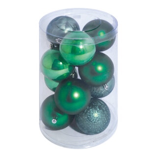 Christmas balls 12 pcs. - Material: out of plastic in blister - Color: petrol - Size: 8cm