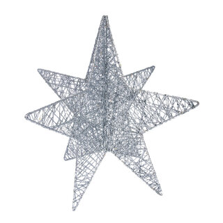 3D wire star foldable with 30 LEDs - Material: 15m power cord IP44 - Color: silver - Size: &Oslash; 50cm