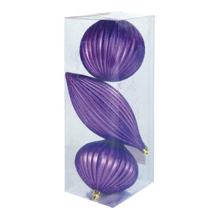 Ornament baubles with hanger - Material: 3 pcs./set - Color: purple - Size: 10cm
