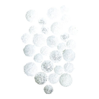 Mini snowballs, 28-fold, made of styrofoam,  Size:;Ø 3-4cm Color:white
