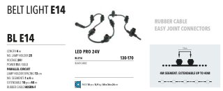 BL E14   Kabelfarbe: schwarz   Lampen E14 24V --> Led Pro Low Voltage