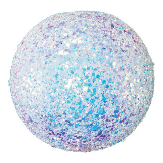 Bauble with hanger made of styrofoam - Material: sparkling - Color: white/iridescent - Size: &Oslash; 10cm