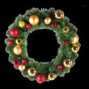 Pine wreath decorated w. different kinds of baubles -...
