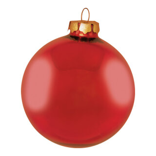 Christmas balls red shiny made of glass 6 pcs./blister - Material:  - Color: red - Size: &Oslash; 6cm