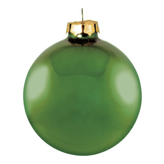 Christmas balls green shiny made of glass 6 pcs./blister - Material:  - Color: shiny green - Size: &Oslash; 6cm