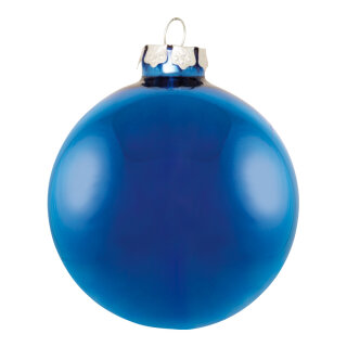 Weihnachtskugeln, blau gl&auml;nzend, 6 St./Blister, aus Glas Gr&ouml;&szlig;e: &Oslash; 6cm, Farbe: blau   #
