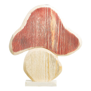 Pilz aus Holz, mit Standfu&szlig;, Gr&ouml;&szlig;e: 19x18cm Farbe: rot/braun   #