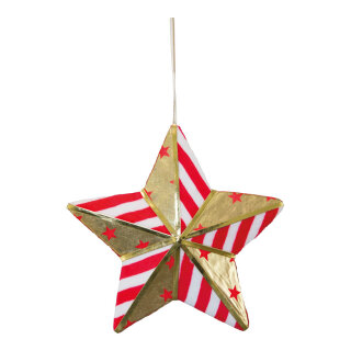 Star  - Material: made of styrofoam with fabric cover - Color: gold/red/white - Size: 20x20x6cm