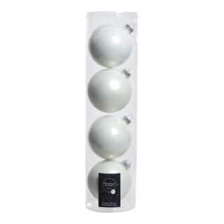 Set of 4 Christmas balls 2x shiny &amp; 2x matt - Material:  - Color: white - Size: &Oslash; 10cm