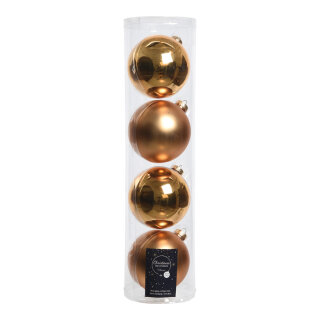 Set of 4 Christmas balls 2x shiny &amp; 2x matt - Material:  - Color: antique gold - Size: &Oslash; 10cm