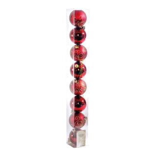 Christmas balls plastic - Material:  - Color: bordeaux - Size: &Oslash;7 cm X 8 Stck./box