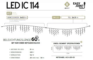 LED IC 114 W   Kabelfarbe: wei&szlig;   Eiszapfen --&gt; Led Pro 230V