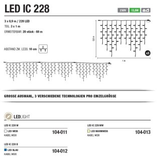 LED IC 228 W   Kabelfarbe: wei&szlig;   Eiszapfen --&gt; Led Pro 230V