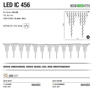 LED IC 456 W   Kabelfarbe: wei&szlig;   Eiszapfen --&gt; Led Pro 230V