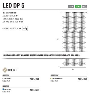LED DP 5 WW   Kabelfarbe: weiß   Lichtvorhang --> Led Pro 230V