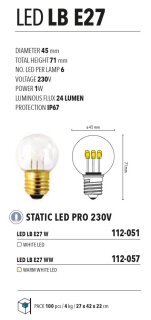 LED LB E27 W   Lampen E27/B22 230V --> Led Pro 230V