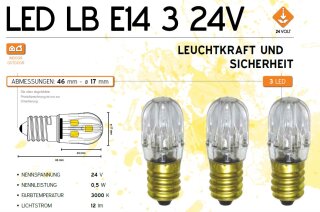 LED LB E14-3 WW   Lampen E14 24V --&gt; Led Pro Low Voltage