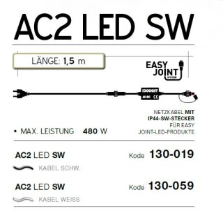 AC2 LED SW - Kabel Schwarz   Kabelfarbe: schwarz   Zubehör --> Led Pro 230V