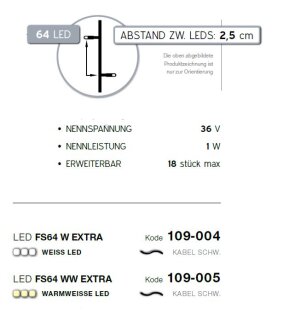 LED FS 64 WW   Kabelfarbe: schwarz   Falling Star LED 36V --> Led Pro Low Voltage