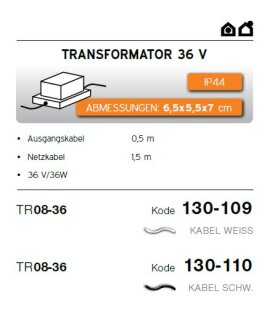 TR08-36 - Kabel Schwarz   Kabelfarbe: schwarz   Zubehör --> Led Pro Low Voltage