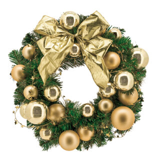 Fir wreath  - Material: decorated plastic - Color: gold/green - Size: &Oslash; 45cm
