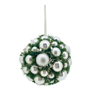 Christmas ball cluster  - Material: decorated plastic - Color: silver/green - Size: &Oslash; 30cm