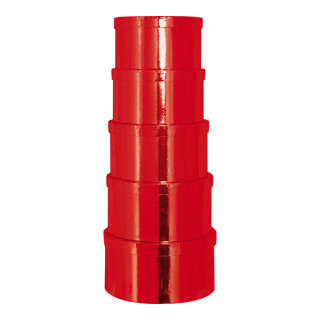Boxes 5pcs./set - Material: round nested cardboard - Color: red - Size: &Oslash;20x115cm - &Oslash;26x135cm