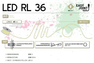 LED RL 36 P = pink  Kabelfarbe: schwarz   Lichtschlauch --> Led Pro 230V