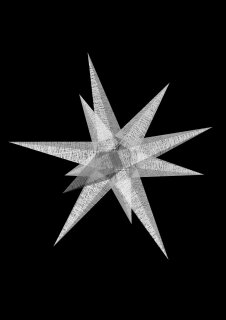 Fiberglas 3D Gigant-Stern mit 12 Zacken inkl. Verbindungswürfel aus Metall
