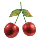 Kirschen mit Blatt,  Gr&ouml;&szlig;e: Kirsche=&Oslash; 10cm, Farbe: rot