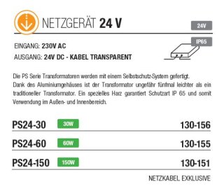 PS24-60   Kabelfarbe: transparent   Zubehör --> Led Pro Low Voltage